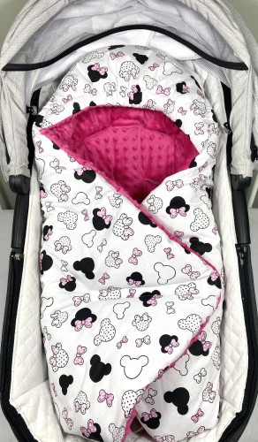 Otulacz do fotelika samochodowego Miki różowe z kropeczkami i amarant Minky