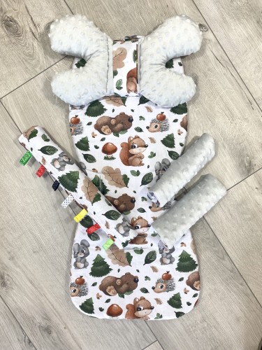 Wkładka do wózka spacerówki Las i szare minky