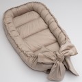 Kokon niemowlęcy z kokardą VELVET PREMIUM beżowy