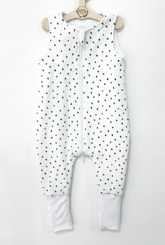 Śpiworek do spania z nogawkami MUŚLINOWY Kropki ciapki