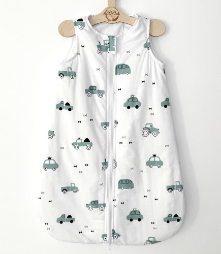 Śpiworek do spania Autka miętowe