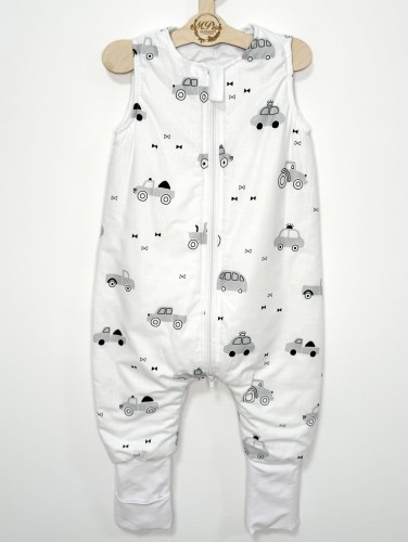 Śpiworek do spania z nogawkami Autka szare