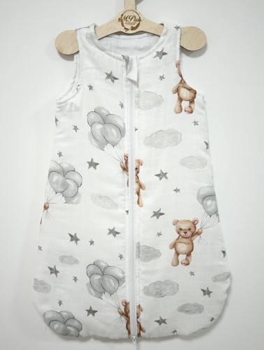 Śpiworek do spania MUŚLINOWY Misie i balony