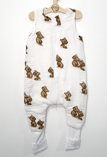 Śpiworek do spania z nogawkami Muślinowy Niedźwiadki