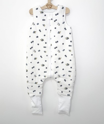 Śpiworek do spania z nogawkami Muślinowy Borówki