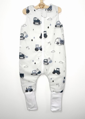 Śpiworek do spania z nogawkami Niebieskie koparki i traktory