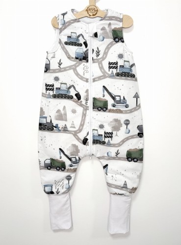 Śpiworek do spania z nogawkami Plac budowy niebieski