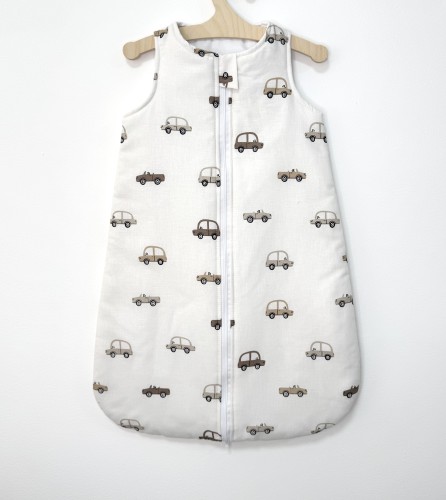 Śpiworek do spania niemowlęcy Autka beżowo - brązowe