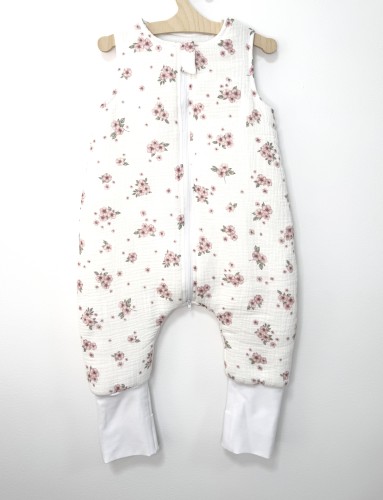 Śpiworek do spania z nogawkami Muślinowy Różowe kwiatki