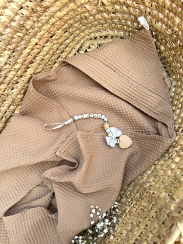 Ręcznik kąpielowy z kapturkiem wafelkowy Beżowy