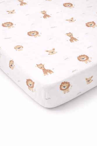 Prześcieradło z gumką bawełniane 120x60 Słodkie safari