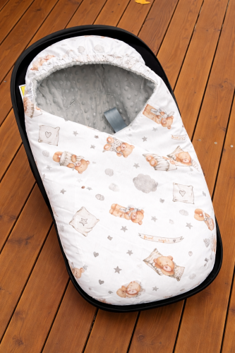 Otulacz do fotelika samochodowego Pora spać i szare minky