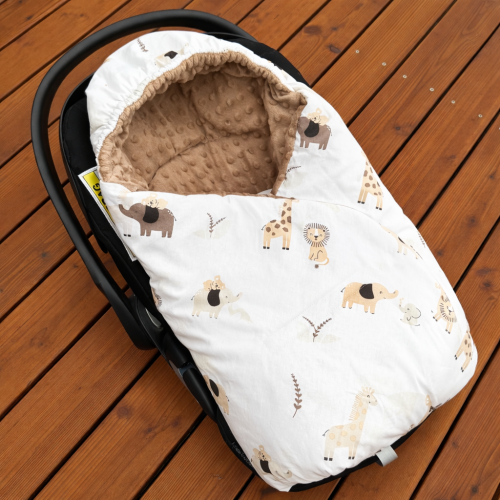 Otulacz do fotelika samochodowego Beżowe safari i beżowe minky