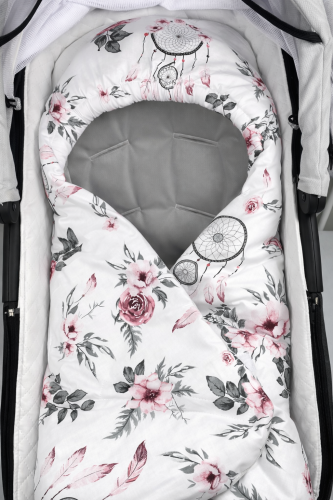 Otulacz kocyk do fotelka Bordowe łapacze snówi i szary velvet