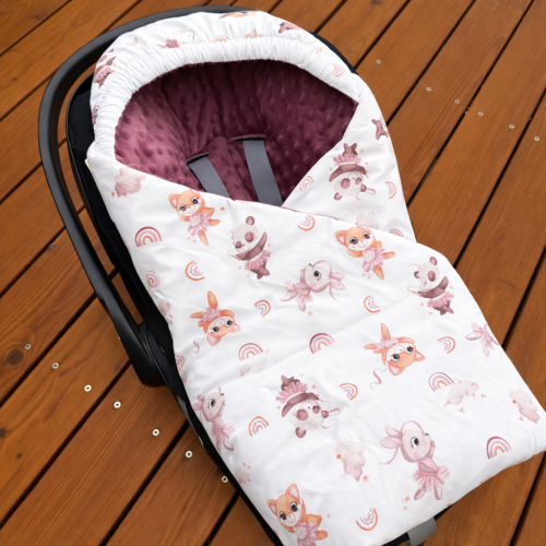 Otulacz do fotelika samochodowego Różowe tancerki i brudny róż minky