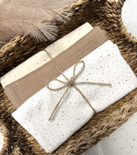 Pieluszki muślinowe Złote kropki 3-pak