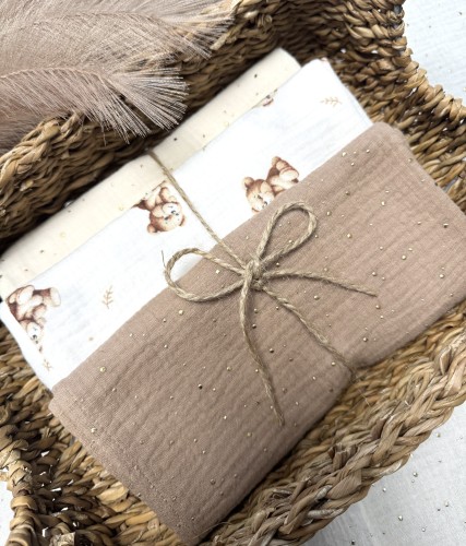 Pieluszki muślinowe Zamyślone misie 3-pak