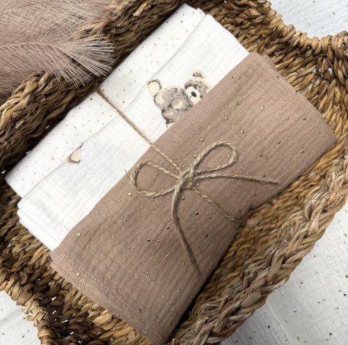 Pieluszki muślinowe Misie niedźwiadki 3-pak