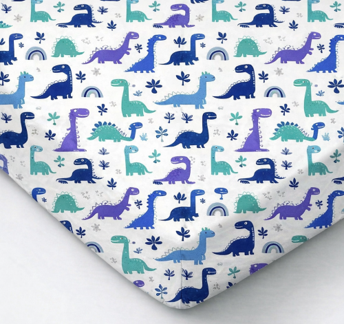 Prześcieradło z gumką bawełniane 120x60 Dinozaury