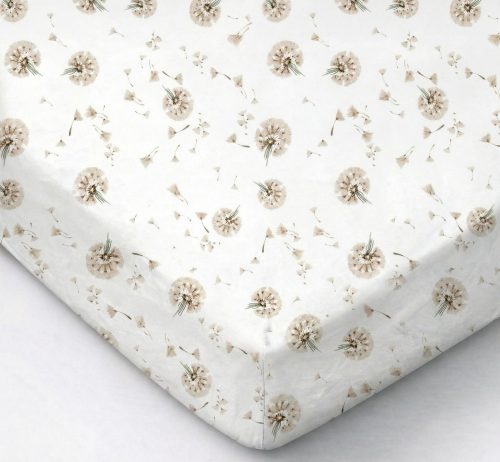 Prześcieradło z gumką bawełniane 120x60 Dmuchawce