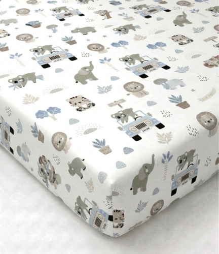 Prześcieradło z gumką bawełniane 120x60 Safari