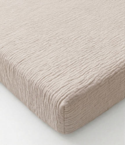 Prześcieradło z gumką muślinowe 120x60 Jasny beż