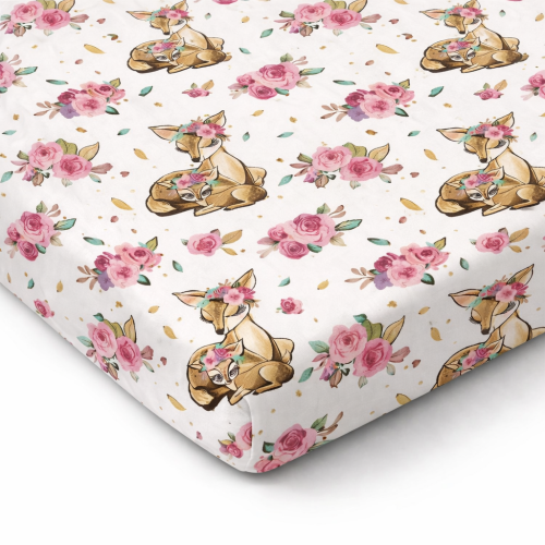 Prześcieradło z gumką bawełniane 140x70 Sarenki