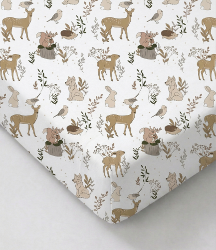 Prześcieradło z gumką bawełniane 140x70 Leśne przyjęcie