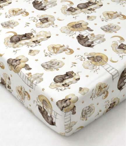 Prześcieradło z gumką bawełniane 140x70 Miś i przyjaciele 