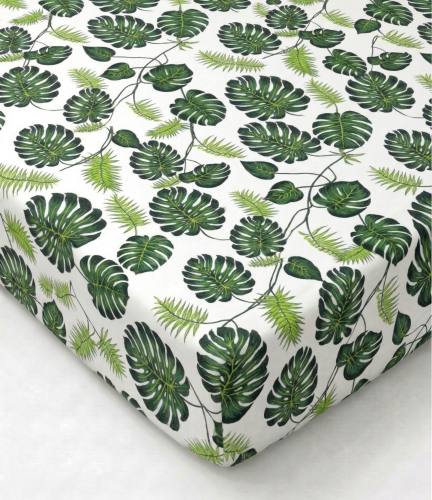 Prześcieradło z gumką bawełniane 140x70 Monstera