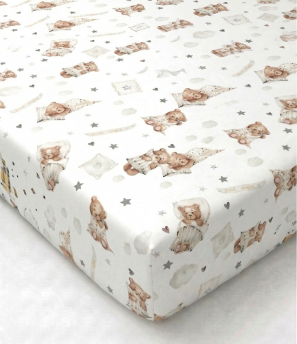 Prześcieradło z gumką bawełniane 140x70 Pora spać