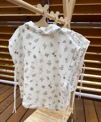 Ponczo kąpielowe z kapturkiem muślinowe Boho ogród