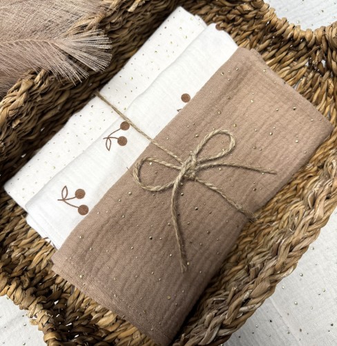 Pieluszki muślinowe Brązowe wisienki