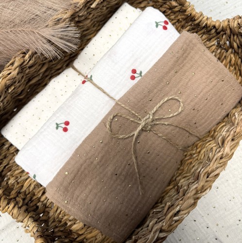 Pieluszki muślinowe Wisienki 3-pak