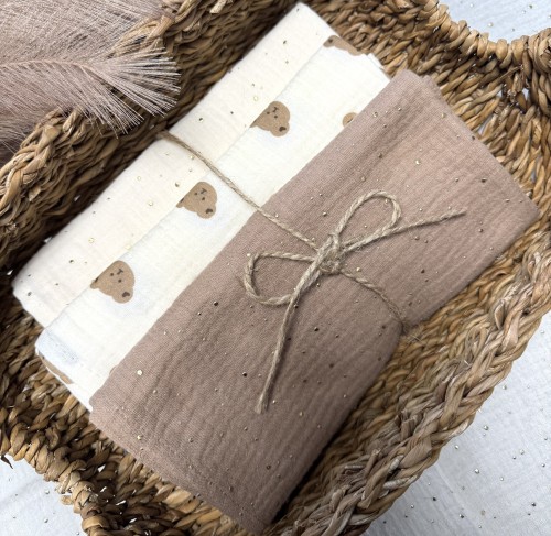 Pieluszki muślinowe Misie na ecru tle 3-pak