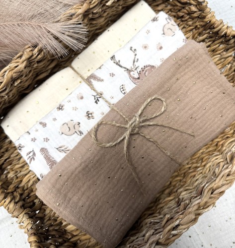 Pieluszki muślinowe Jelonki i króliczki tle 3-pak