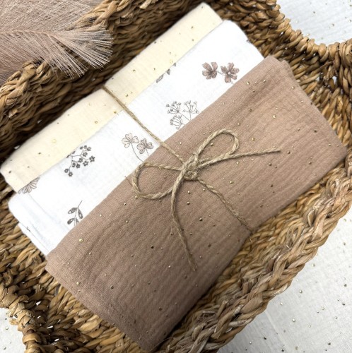 Pieluszki muślinowe Boho ogród tle 3-pak