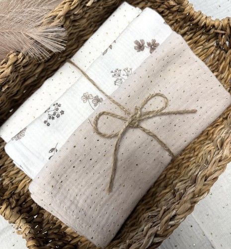 Pieluszki muślinowe Boho ogród tle 3-pak