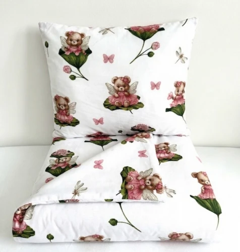 Komplet do przedszkola / żłobka - kocyk / kołderka z poduszką Misie na liliach wodnych