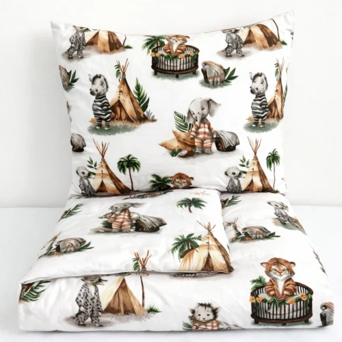 Komplet do przedszkola / żłobka - kocyk / kołderka z poduszką Zwierzaki w piżamach