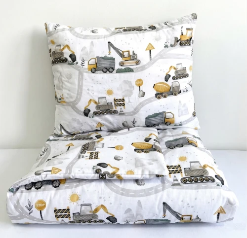 Komplet do przedszkola / żłobka - kocyk / kołderka z poduszką Plac budowy zółty 