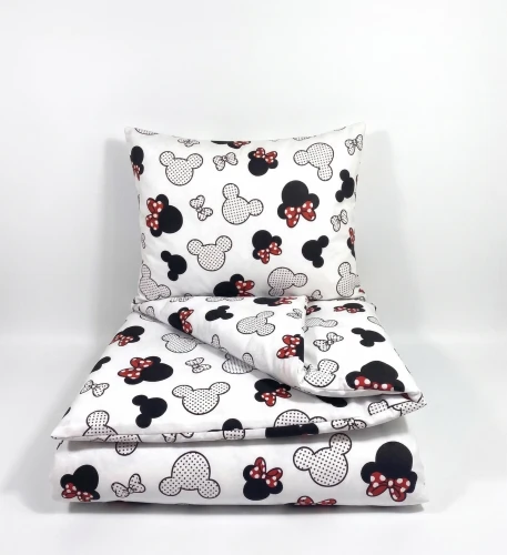 Komplet do przedszkola / żłobka - kocyk / kołderka  z poduszką Czerwone miki