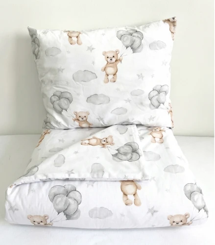 Komplet do przedszkola / żłobka - kocyk / kołderka z poduszką Misie i balony