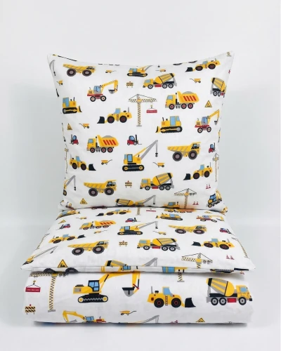 Komplet do przedszkola / żłobka - kocyk / kołderka z poduszką Żółte koparki