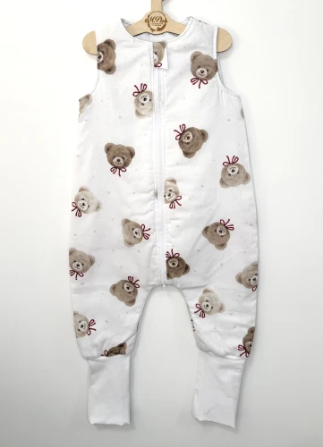 Śpiworek do spania z nogawkami Misie z czerwonymi kokardkami