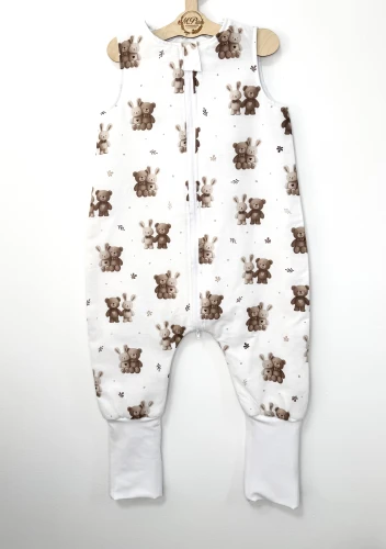 Śpiworek do spania z nogawkami Brązowe i beżowe króliczki