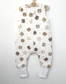 Śpiworek do spania z nogawkami Muślinowy Misie i serduszka na ecru tle