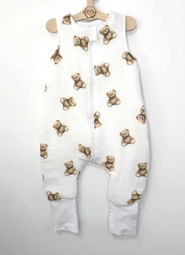 Śpiworek do spania z nogawkami Muślinowy Bajkowe misie