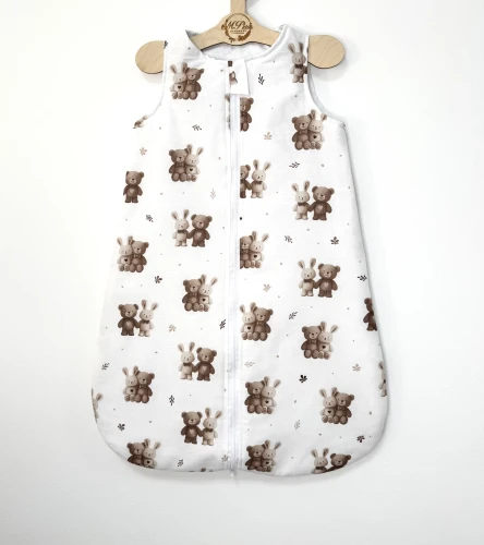 Śpiworek do spania niemowlęcy Brązowe i beżowe króliczki