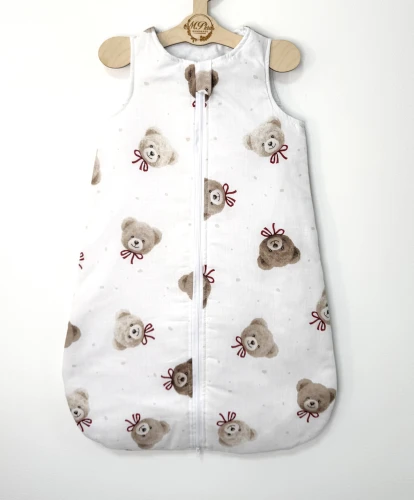 Śpiworek do spania niemowlęcy Misie z czerwonymi kokardkami